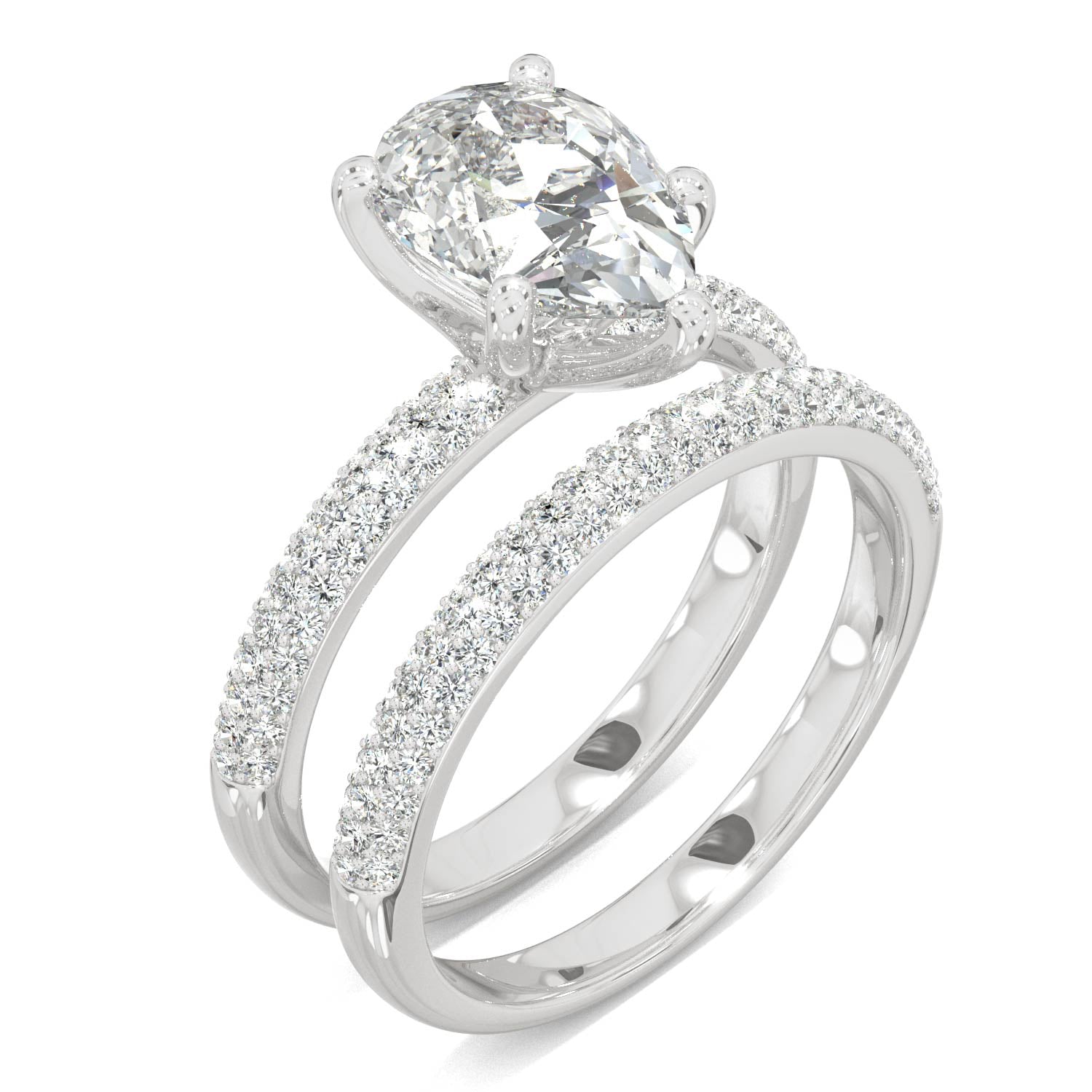 2.54 CTW Moissanite Pear Bridal Set