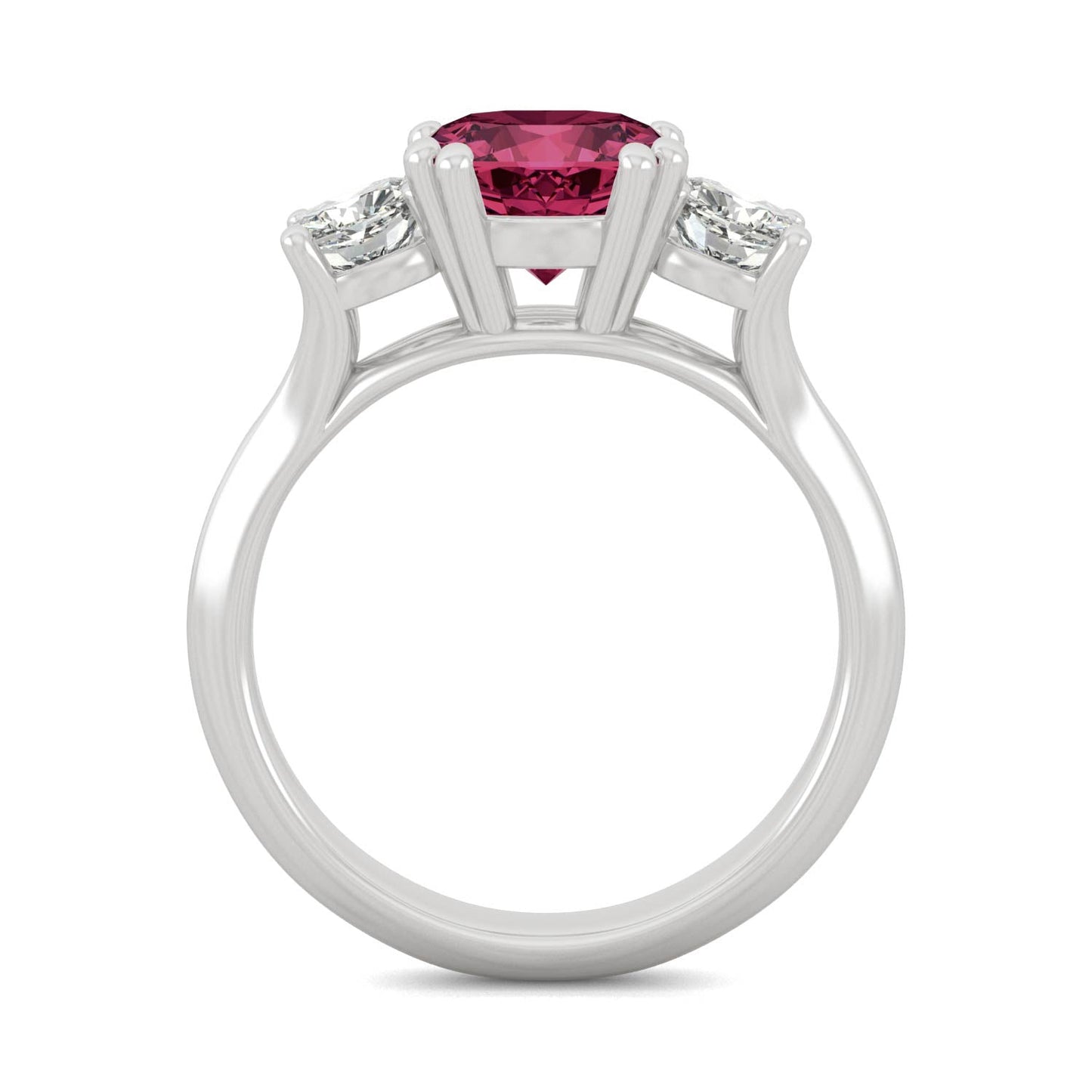 1.00 CTW Ruby Three Stone Ring