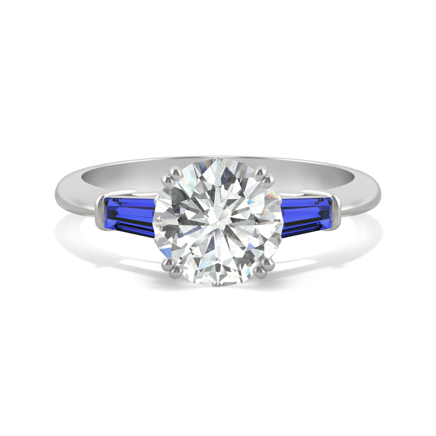 2.30 CTW Round Moissanite Three Stone Ring