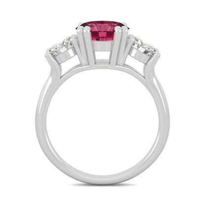 3.90 CTW Ruby Three Stone Ring