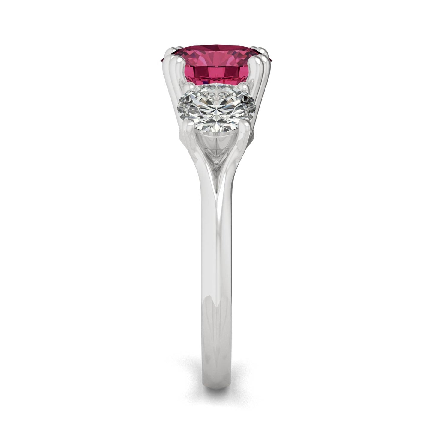 3.90 CTW Ruby Three Stone Ring