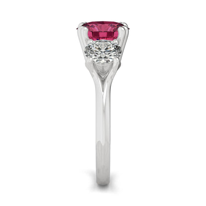 3.90 CTW Ruby Three Stone Ring