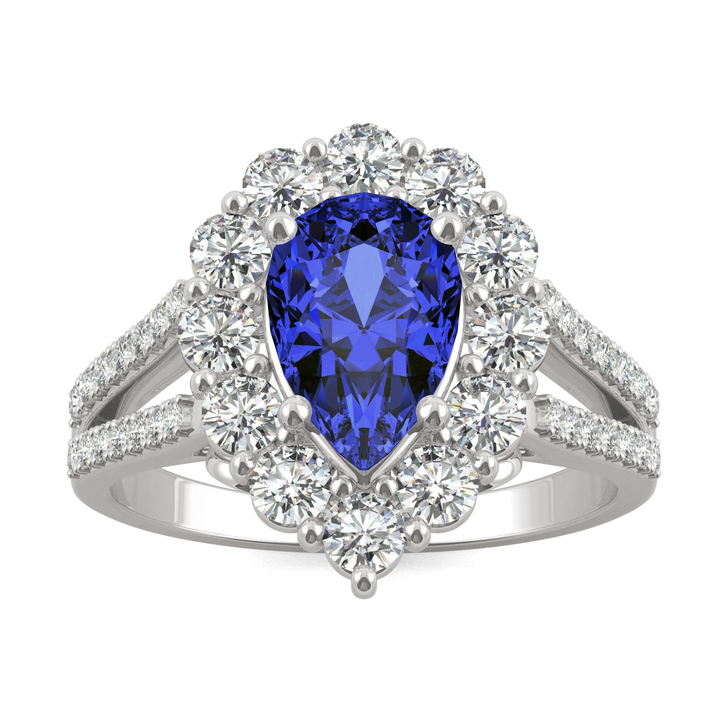 2.73 CTW Pear Sapphire Halo Ring