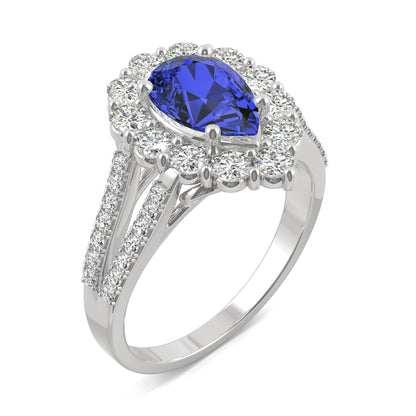 2.73 CTW Pear Sapphire Halo Ring