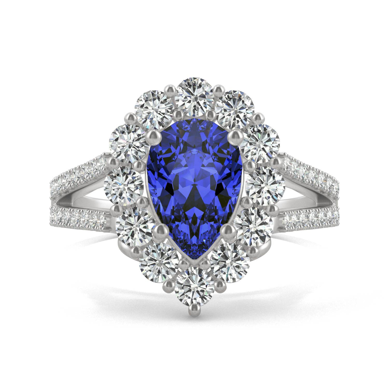 2.73 CTW Pear Sapphire Halo Ring