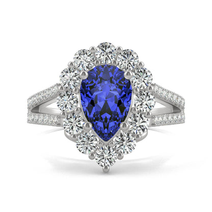 2.73 CTW Pear Sapphire Halo Ring