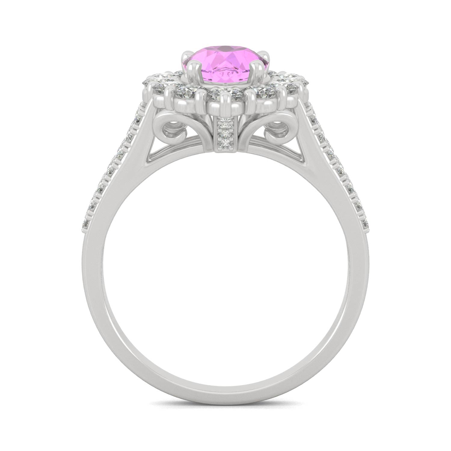 2.73 CTW Pink Sapphire Halo Ring