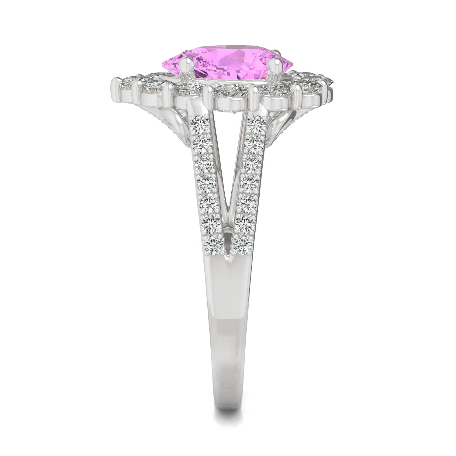 2.73 CTW Pink Sapphire Halo Ring