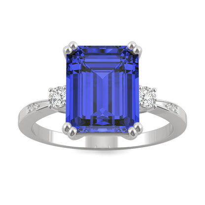 Emerald Cut Blue Sapphire Ring