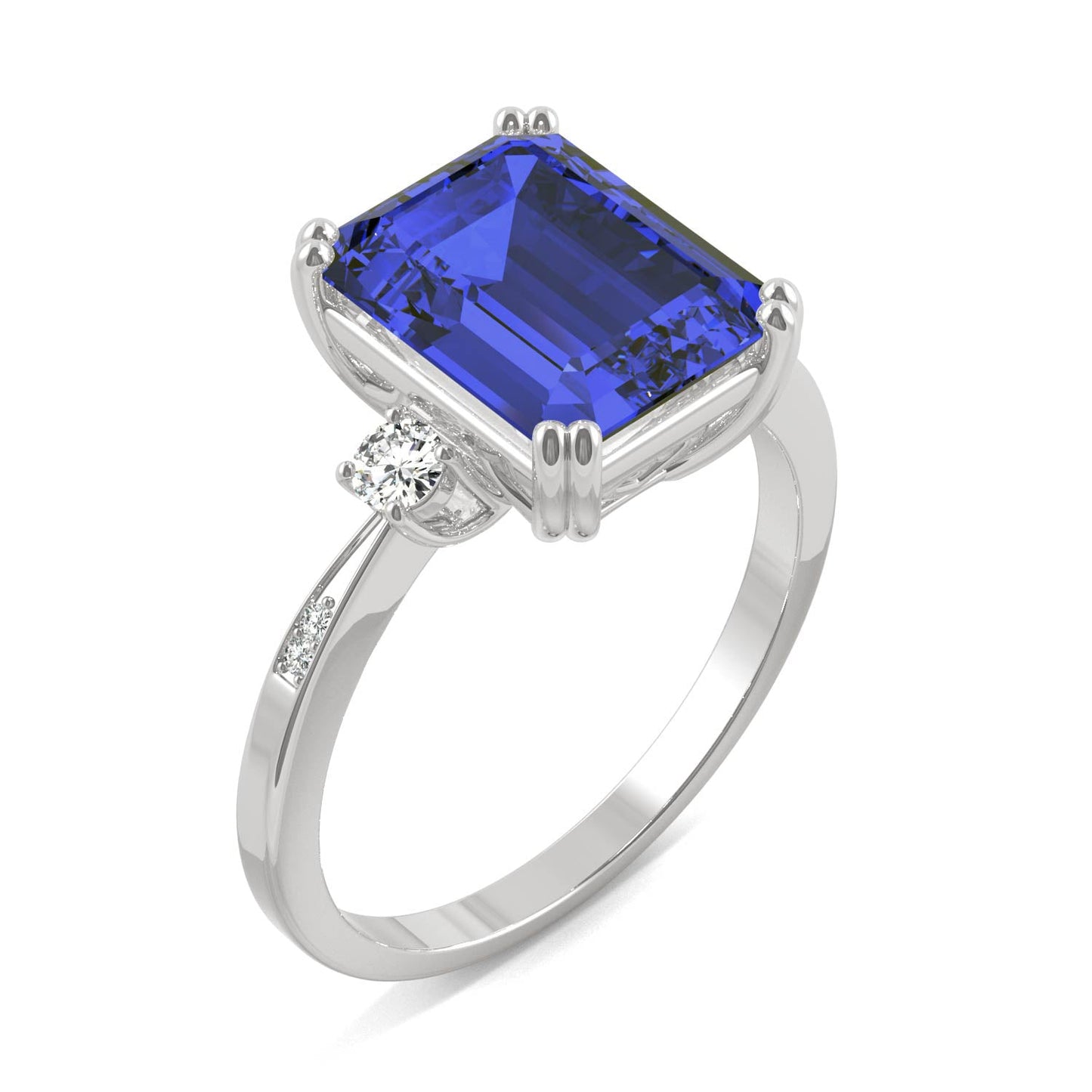 Emerald Cut Blue Sapphire Ring