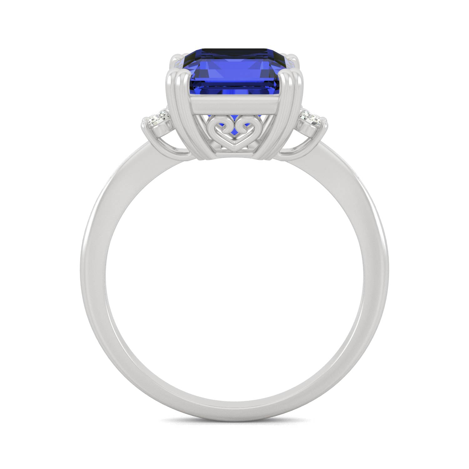 Emerald Cut Blue Sapphire Ring