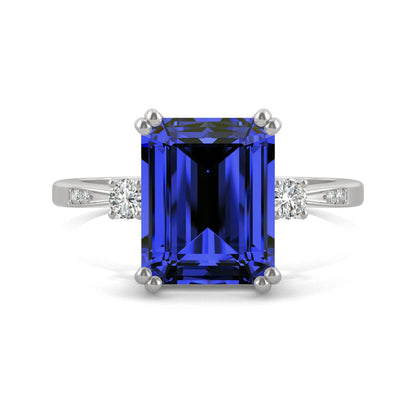 Emerald Cut Blue Sapphire Ring