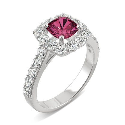 2.30CT Ruby Halo Ring 14K White Gold