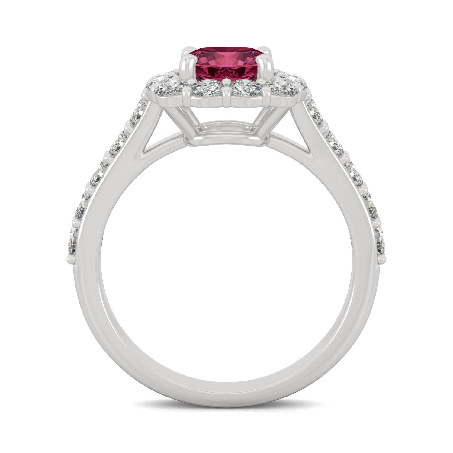 2.30CT Ruby Halo Ring 14K White Gold