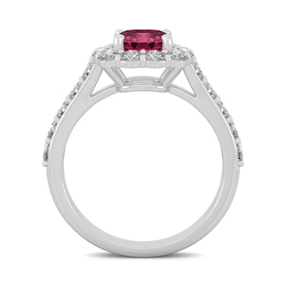 2.30CT Ruby Halo Ring 14K White Gold