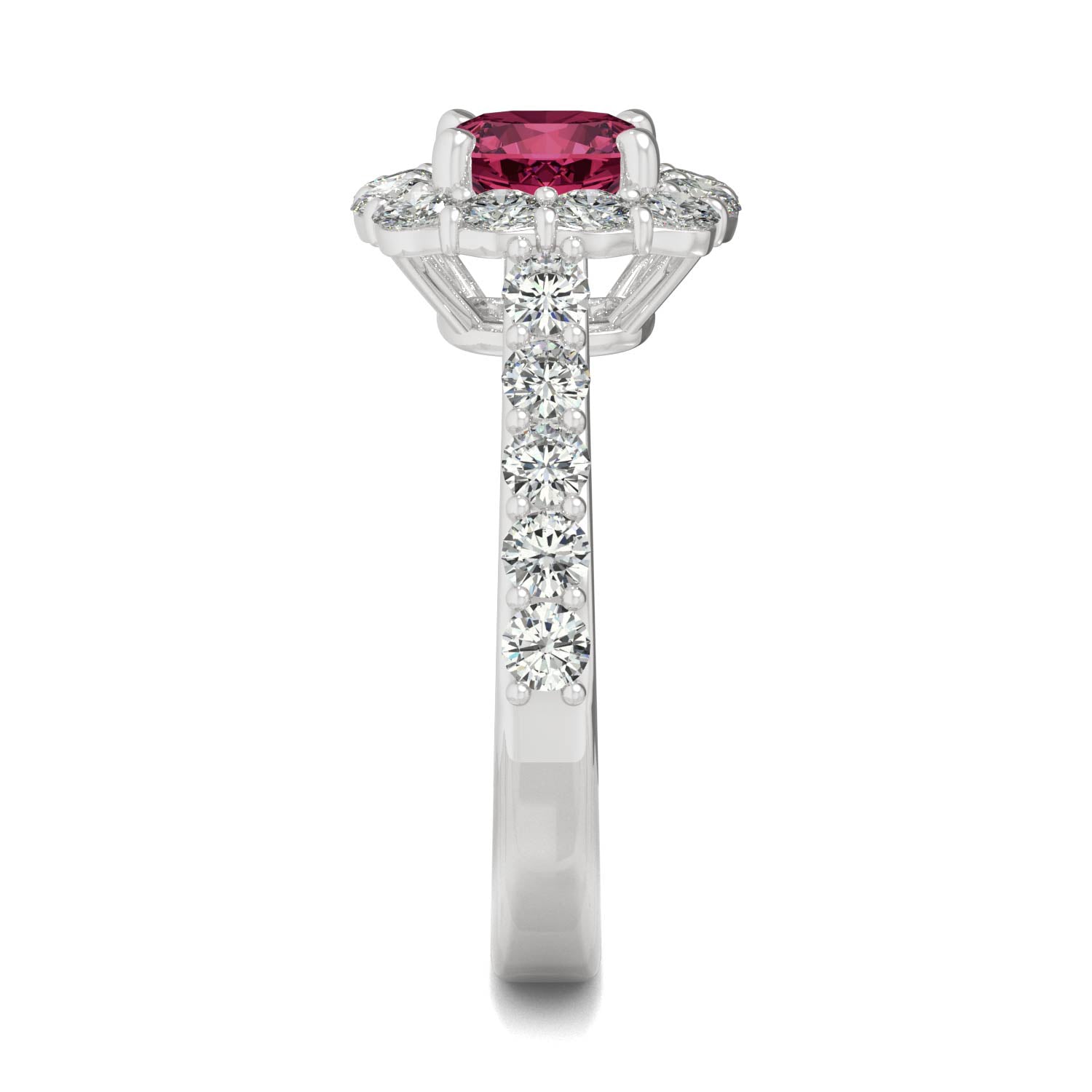 2.30CT Ruby Halo Ring 14K White Gold