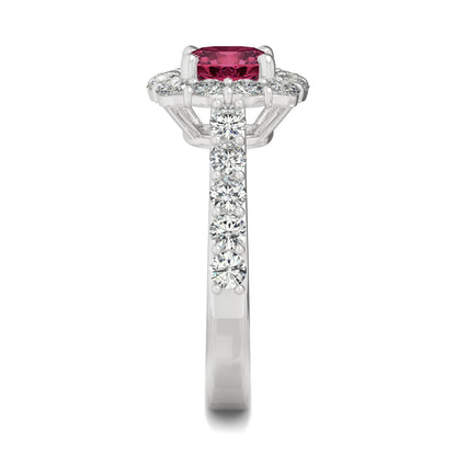 2.30CT Ruby Halo Ring 14K White Gold