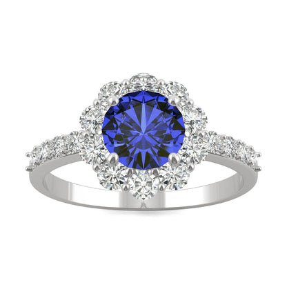 2.28 CTW Round Sapphire Halo Ring