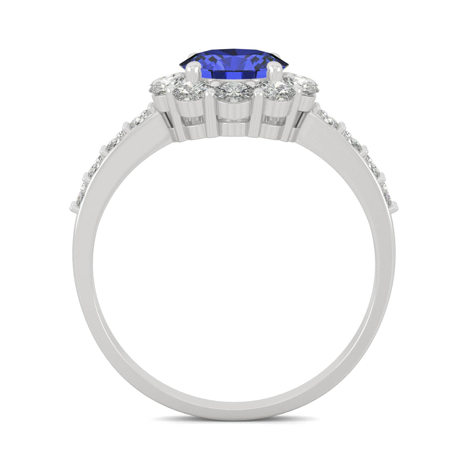 2.28 CTW Round Sapphire Halo Ring