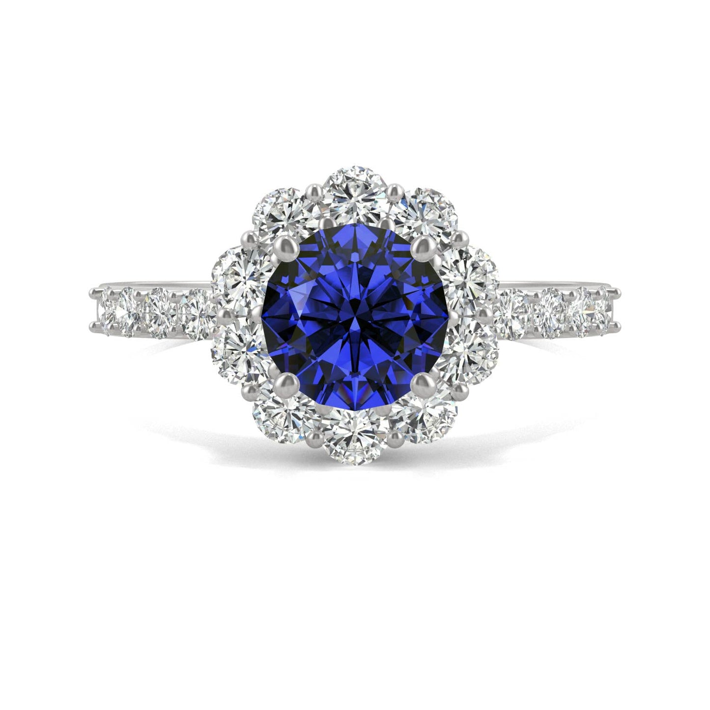 2.28 CTW Round Sapphire Halo Ring