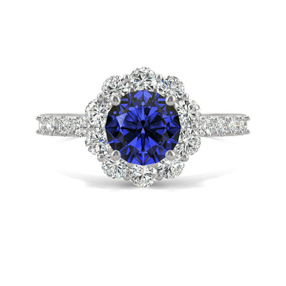 2.28 CTW Round Sapphire Halo Ring