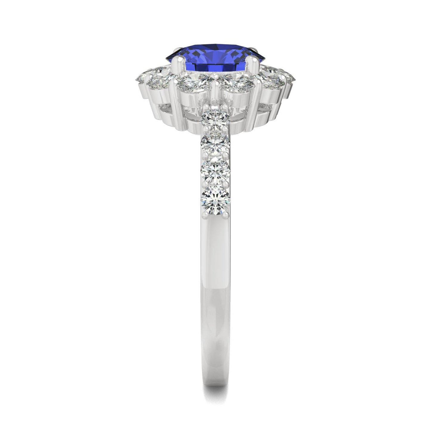 2.28 CTW Round Sapphire Halo Ring