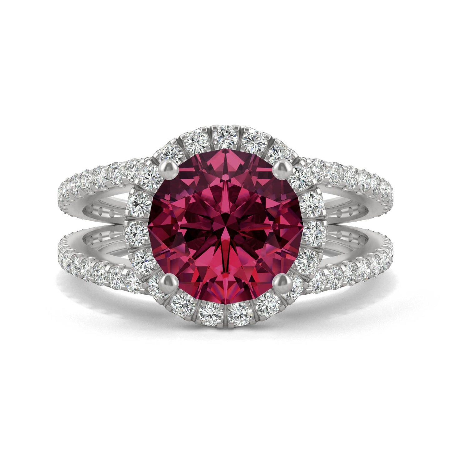 4.48 CTW Ruby Ring 14K White Gold