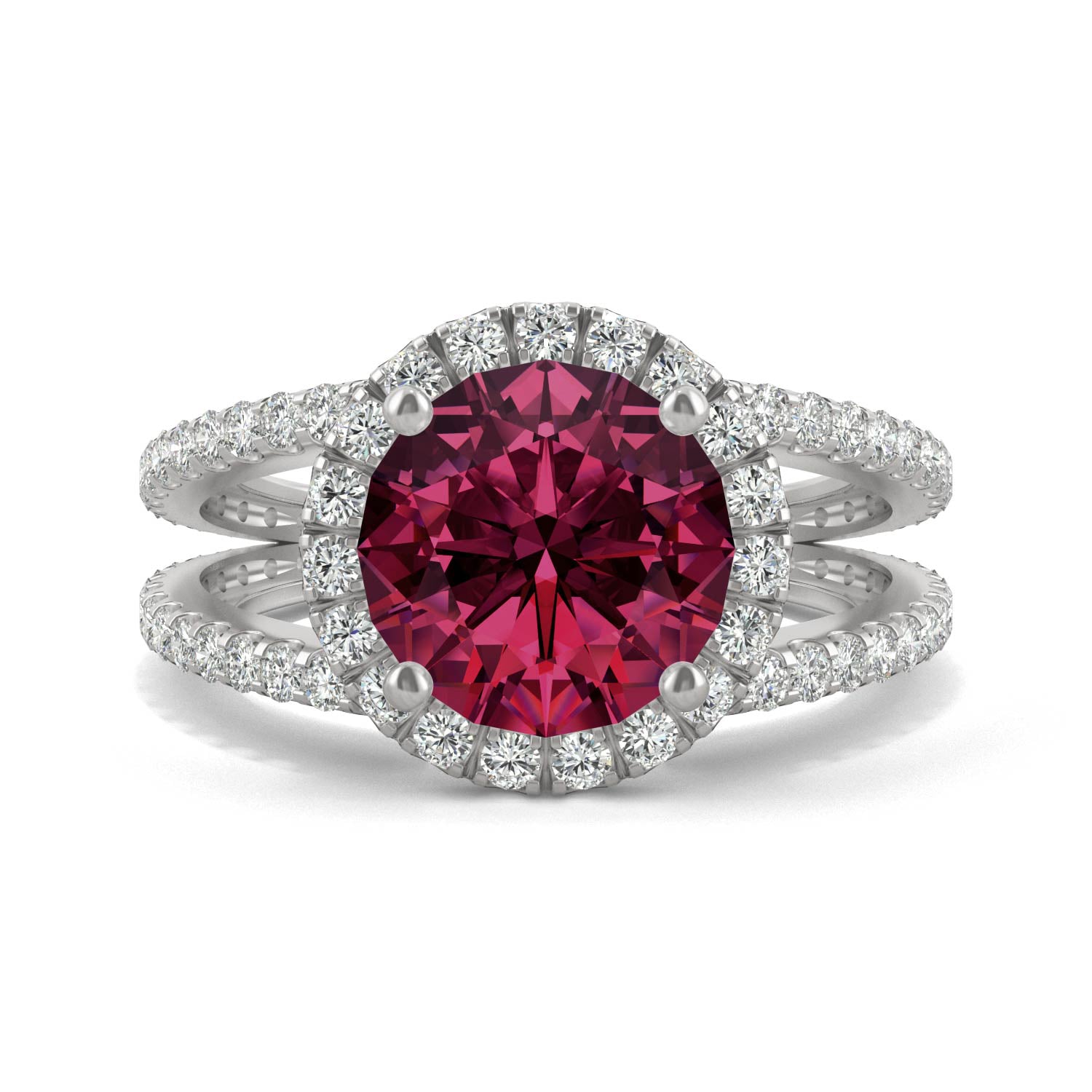 4.48 CTW Ruby Ring 14K White Gold