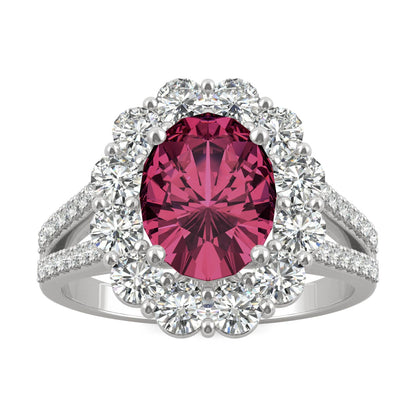 3.24 CTW Ruby Oval Halo Ring