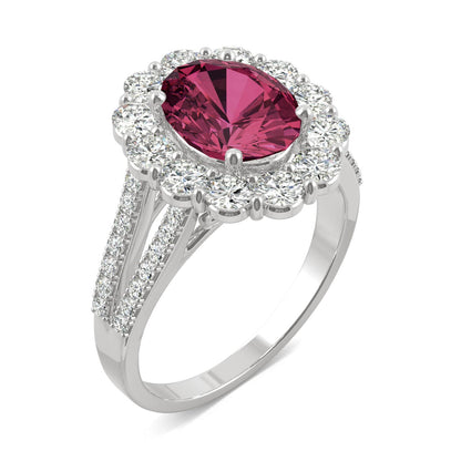 3.24 CTW Ruby Oval Halo Ring