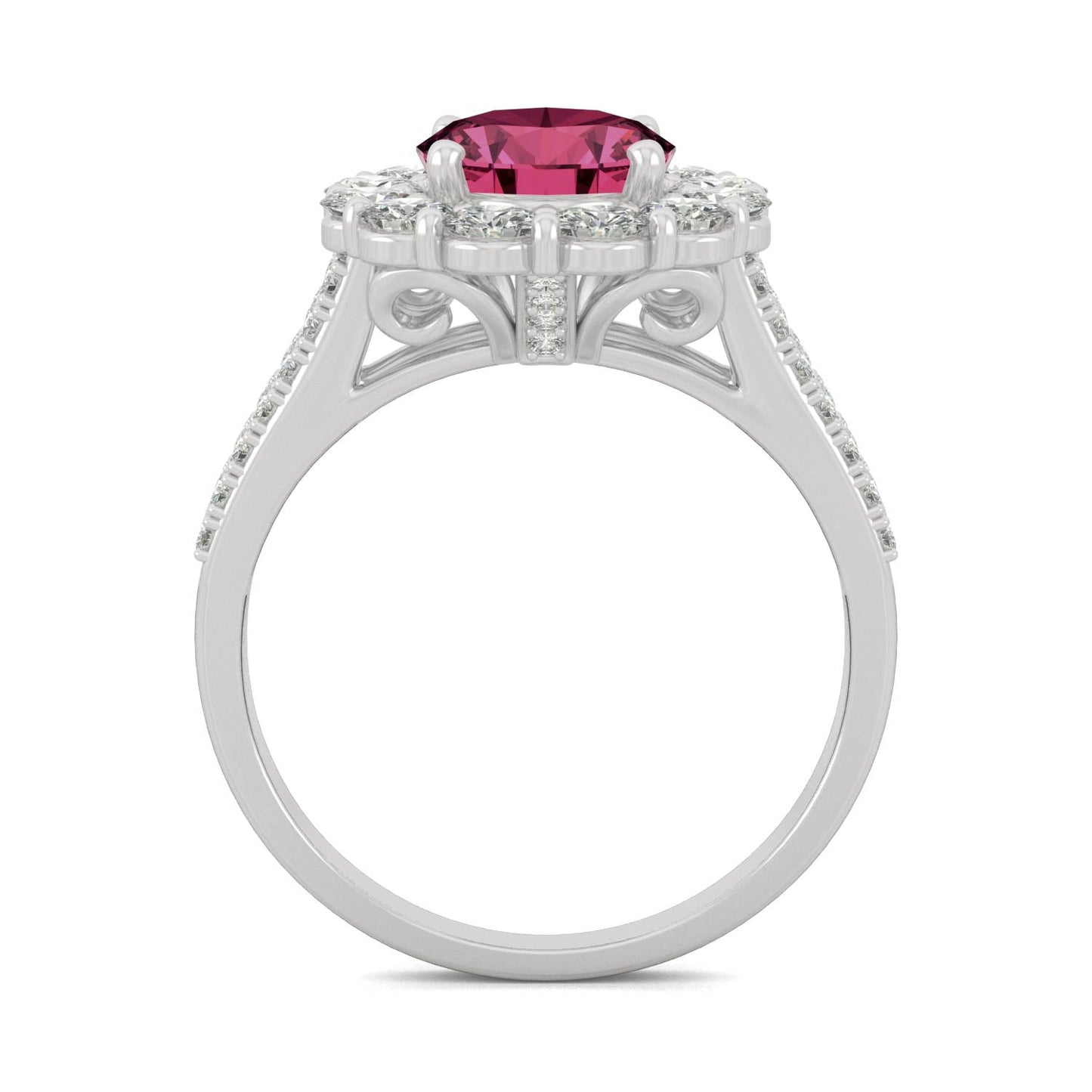 3.24 CTW Ruby Oval Halo Ring