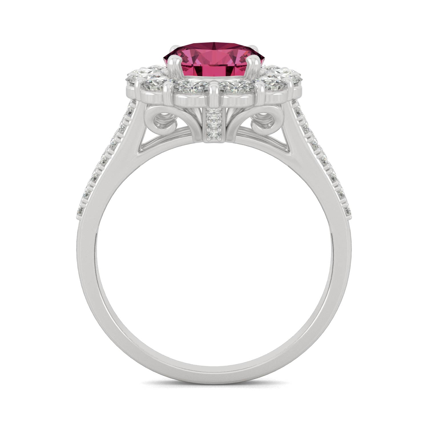 3.24 CTW Ruby Oval Halo Ring