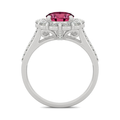 3.24 CTW Ruby Oval Halo Ring