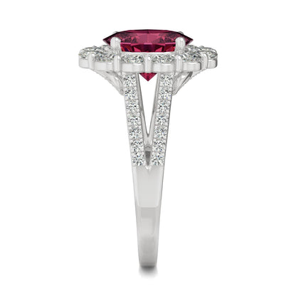 3.24 CTW Ruby Oval Halo Ring