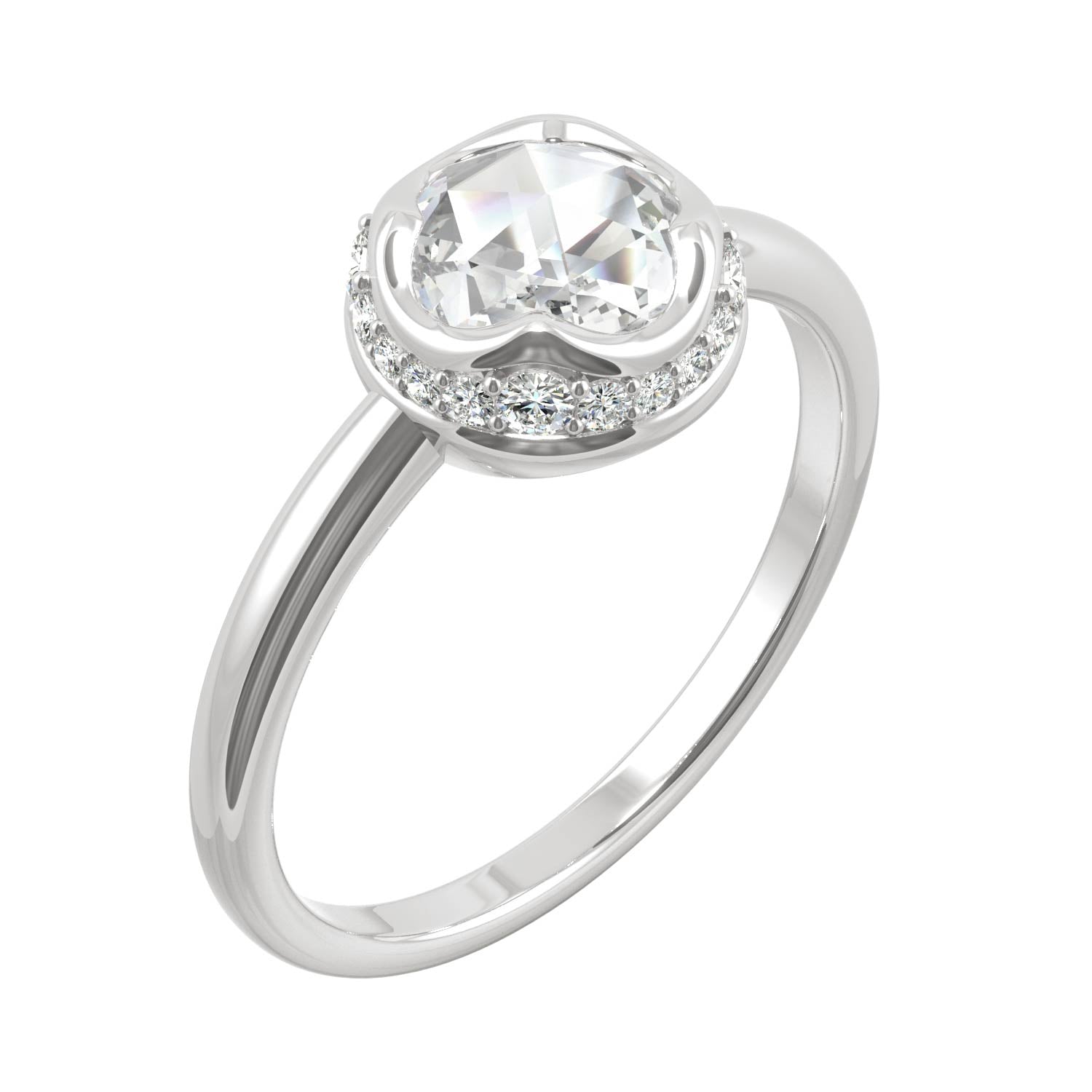 0.77 CTW Moissanite Round Rose-Cut Hidden Halo Ring