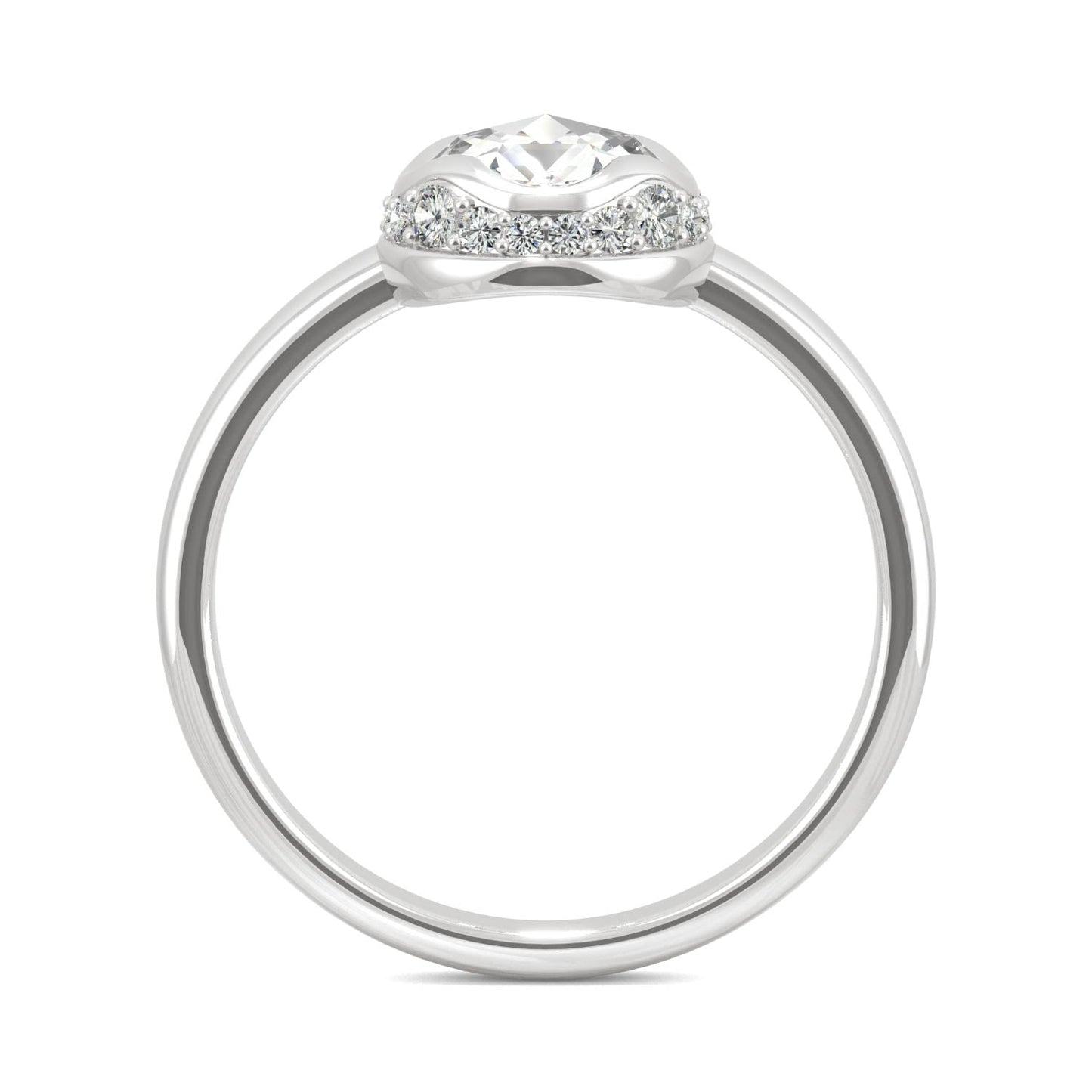 0.77 CTW Moissanite Round Rose-Cut Hidden Halo Ring