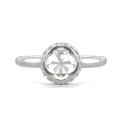 0.77 CTW Moissanite Round Rose-Cut Hidden Halo Ring