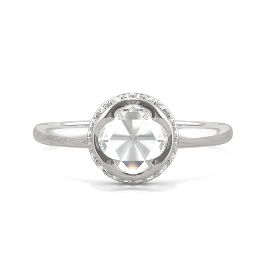 0.77 CTW Moissanite Round Rose-Cut Hidden Halo Ring