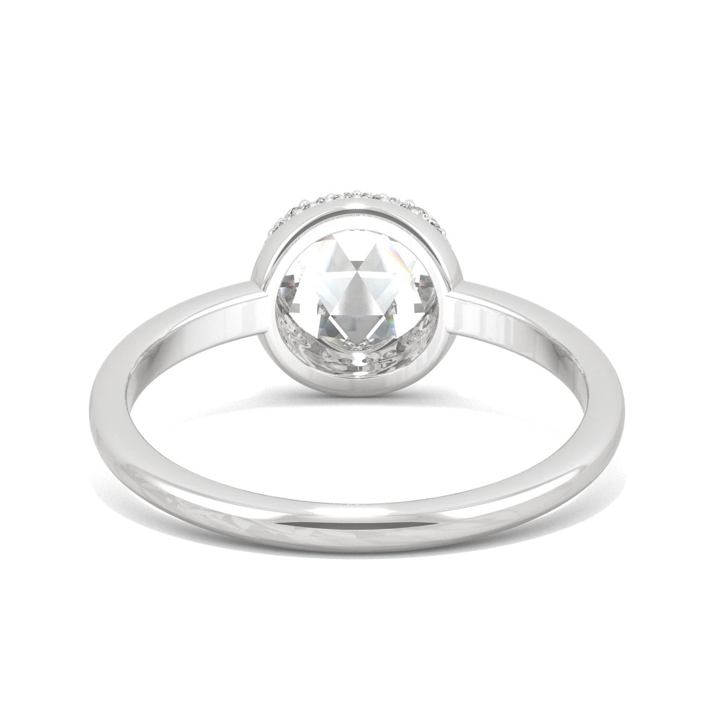 0.77 CTW Moissanite Round Rose-Cut Hidden Halo Ring