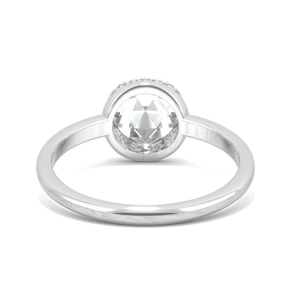 0.77 CTW Moissanite Round Rose-Cut Hidden Halo Ring