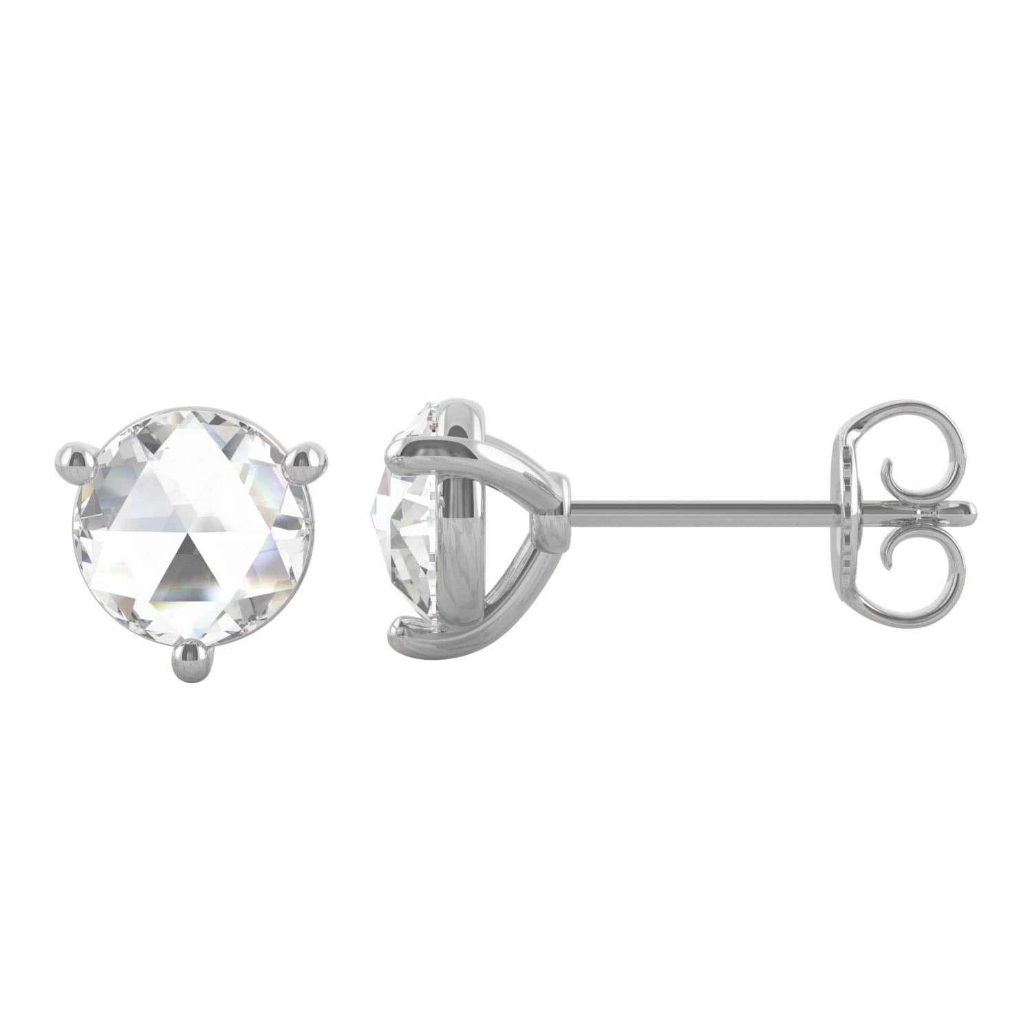 0.52 CTW Moissanite Round Stud Earrings in 14K White Gold