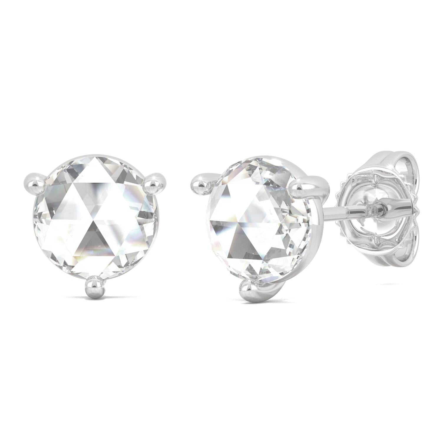 0.52 CTW Moissanite Round Stud Earrings in 14K White Gold