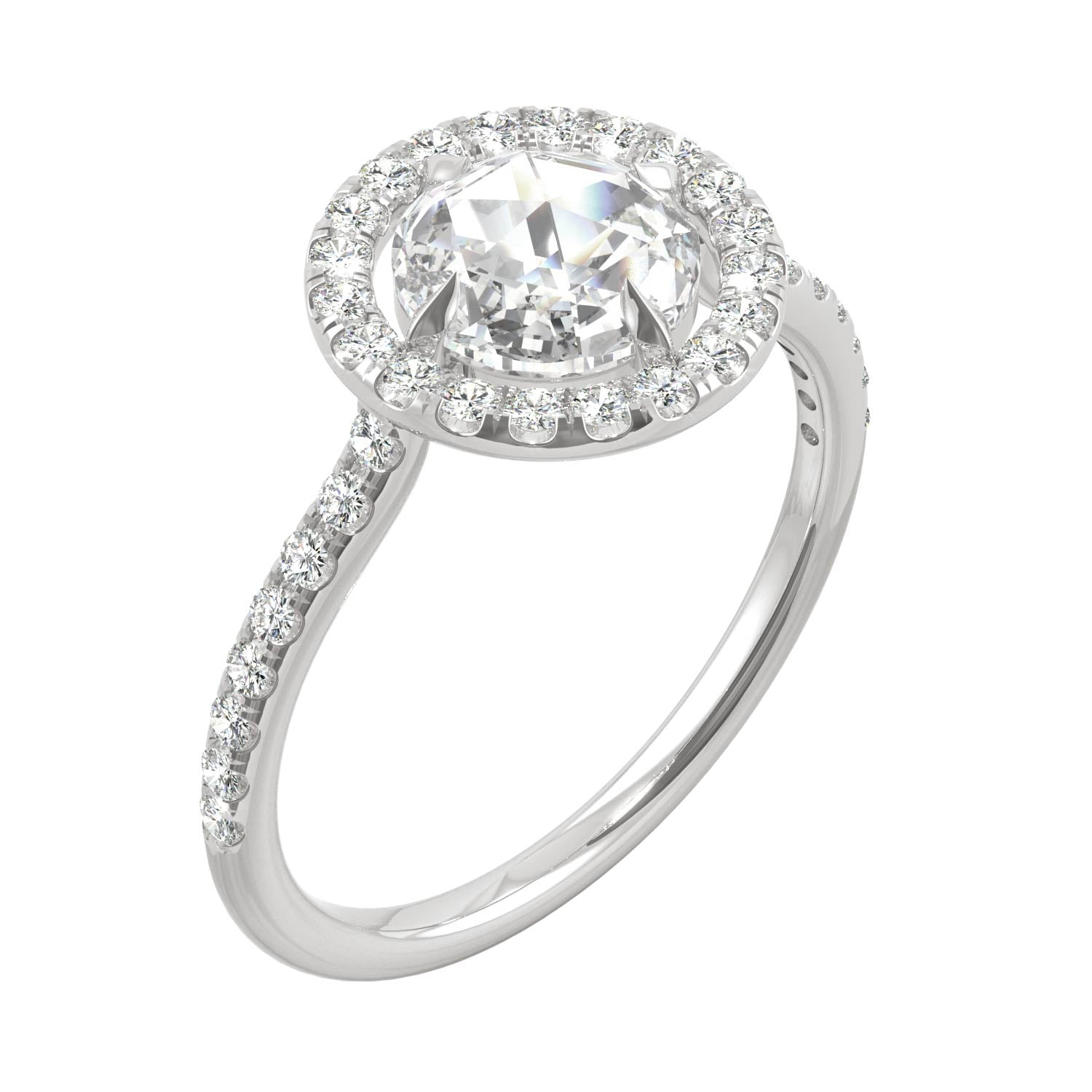 1.56 CTW Round Moissanite Halo Ring