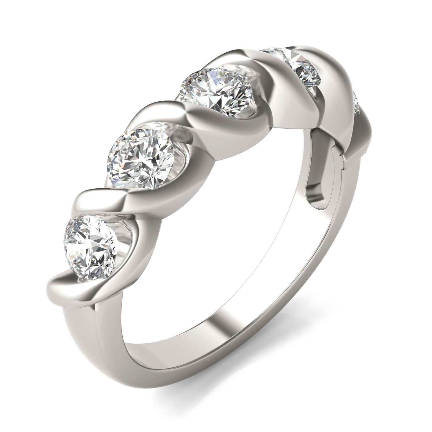 1.15 CTW Round Moissanite Bypass Ring