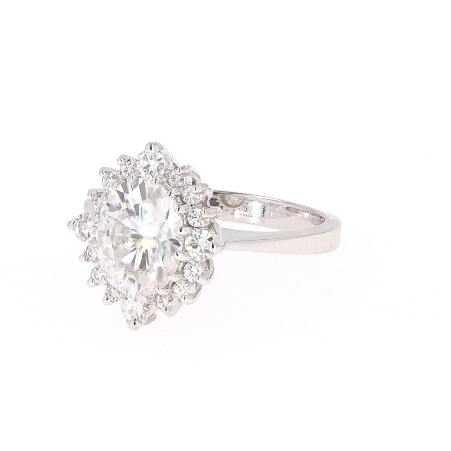 2.42 CTW Oval Moissanite Halo Ring