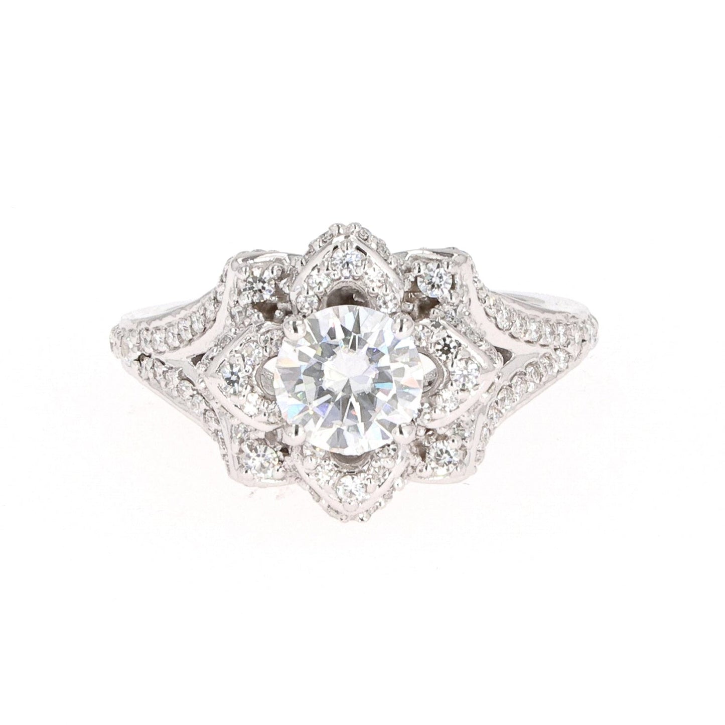 1.70 CTW Moissanite Flower Ring