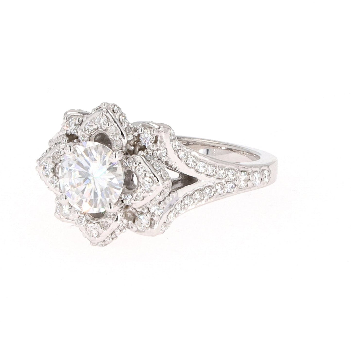 1.70 CTW Moissanite Flower Ring