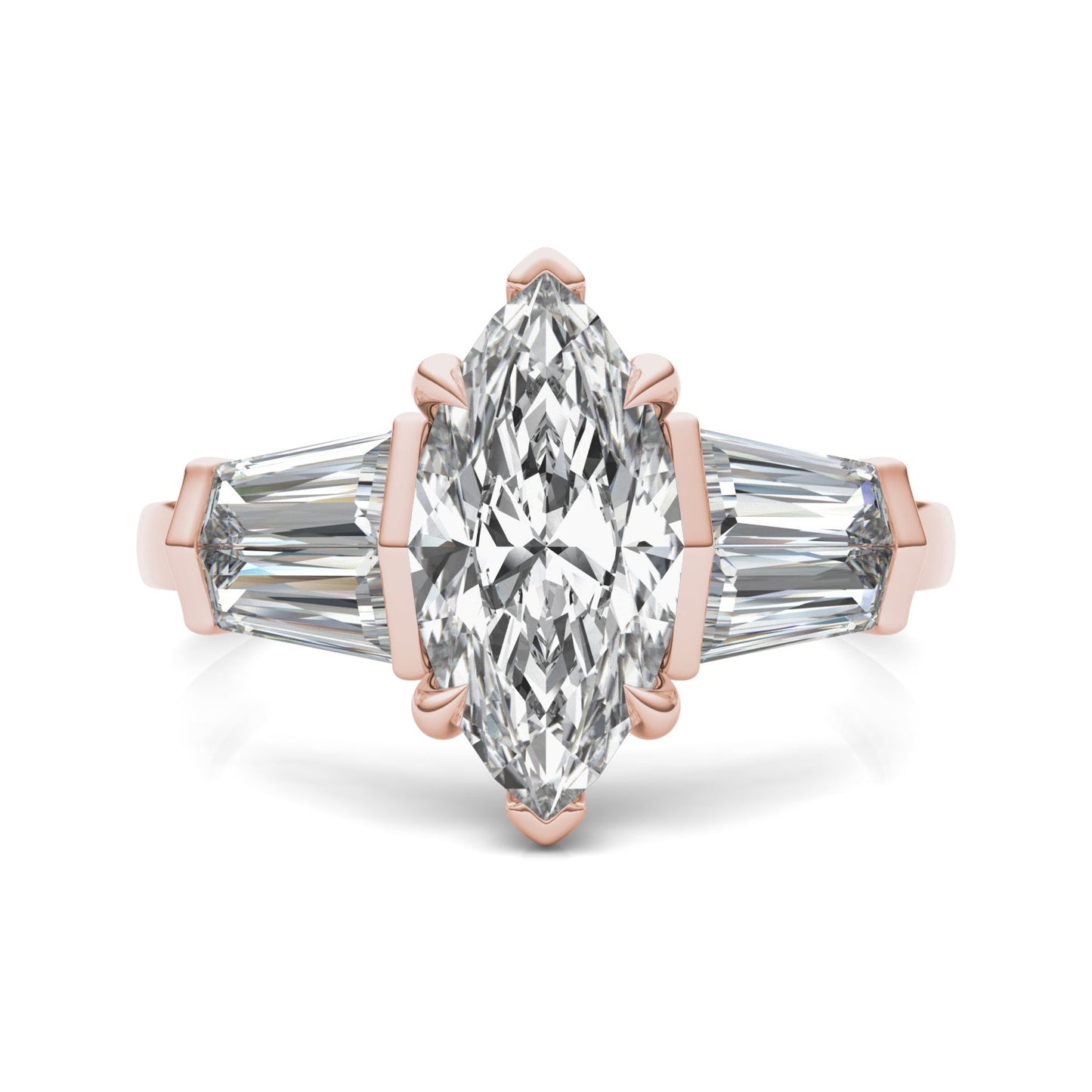 3.36 CTW Rose Gold Marquise Moissanite Ring