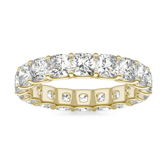 4.18 CTW Moissanite Cushion Eternity Band in 14K Yellow Gold