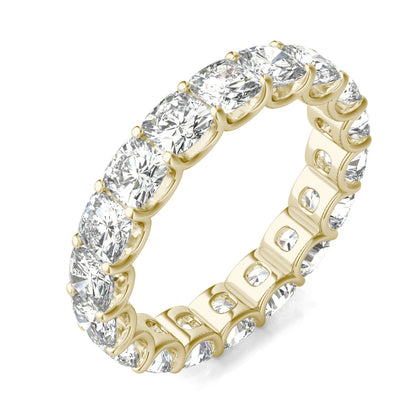 4.18 CTW Moissanite Cushion Eternity Band in 14K Yellow Gold